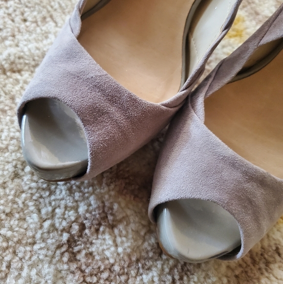 Zara Slingback peep toe heel in grey 38/7.5 - Picture 2 of 12
